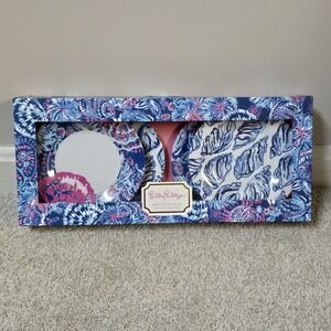 LILLY PULITZER APPETIZER PLATES - GYPSEA GIRL BLUE / WHITE / PINK SET OF 4 - NIB